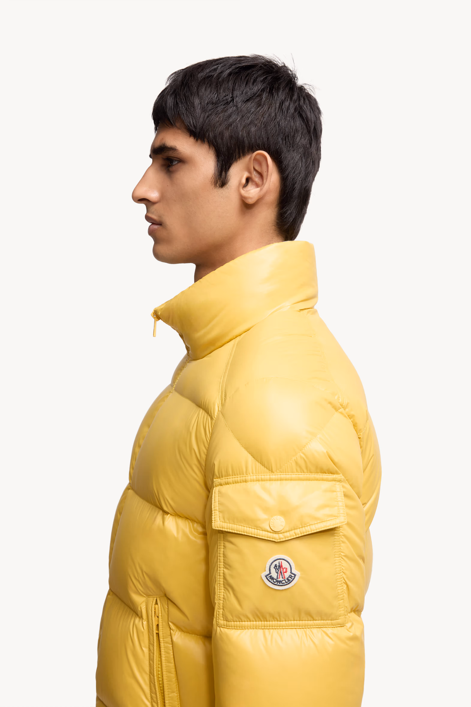 Levitha Hooded Short Down Jacket Men Yellow Moncler 4